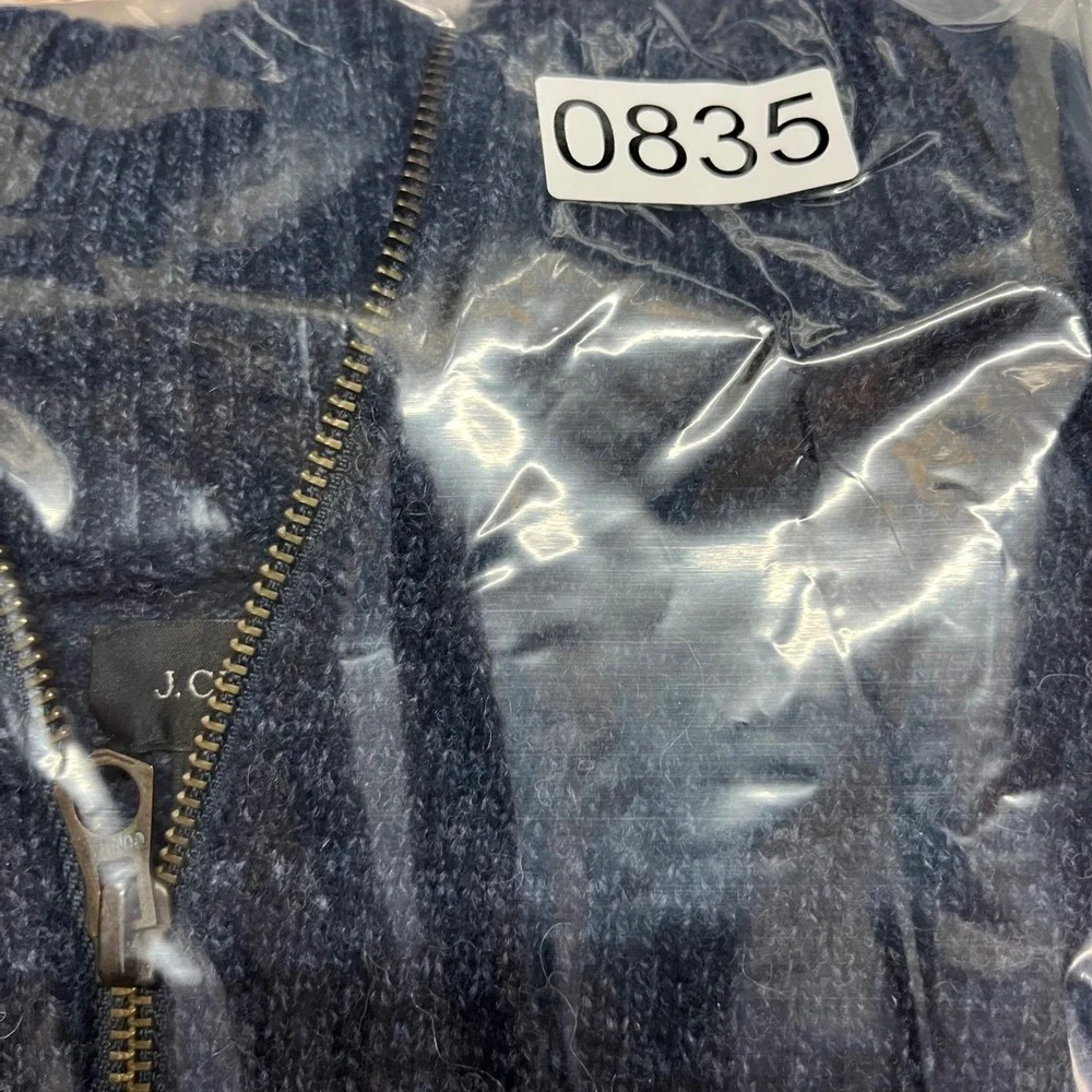 J Crew Men's 100% Lambswool‎ 1/4 Zip Sweater Dark Heather Blue Size M